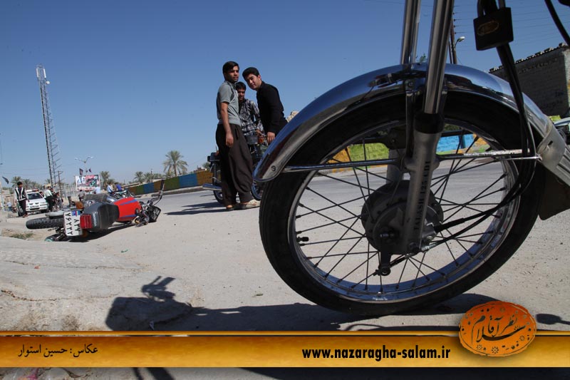 برخورد دو دستگاه موتورسیکلت در جاده روستای نظرآقا